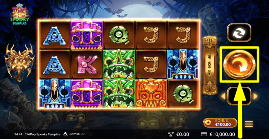 Tikipop Spooky Temples Spin Button
