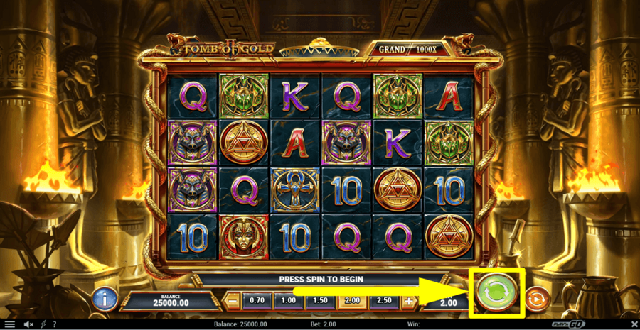 Tomb Of Gold 2 Spin Button