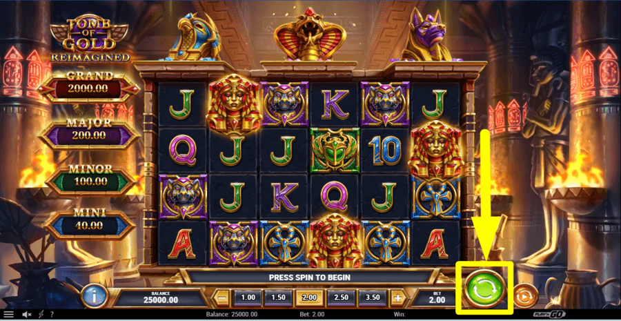 Tomb Of Gold Reimagined Spin Button