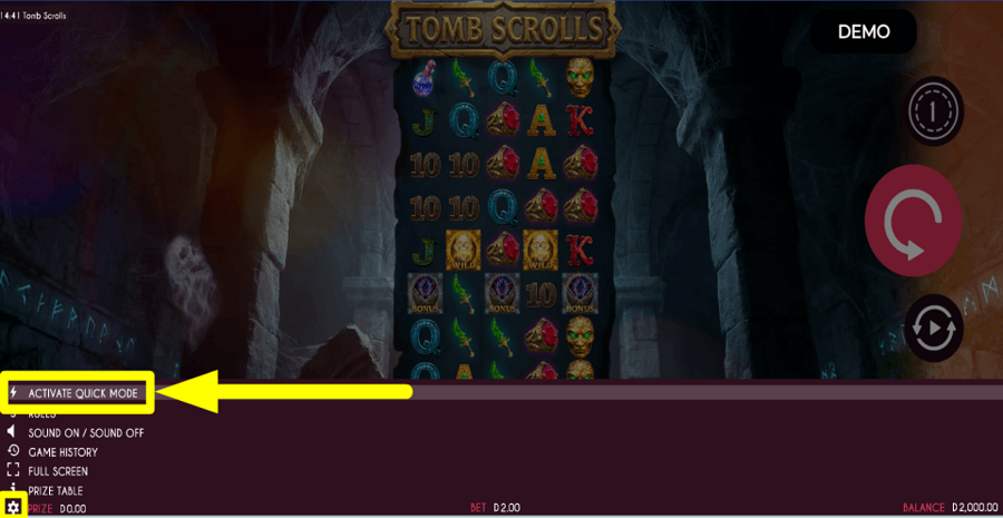 Tomb Scrolls Turbo Feature