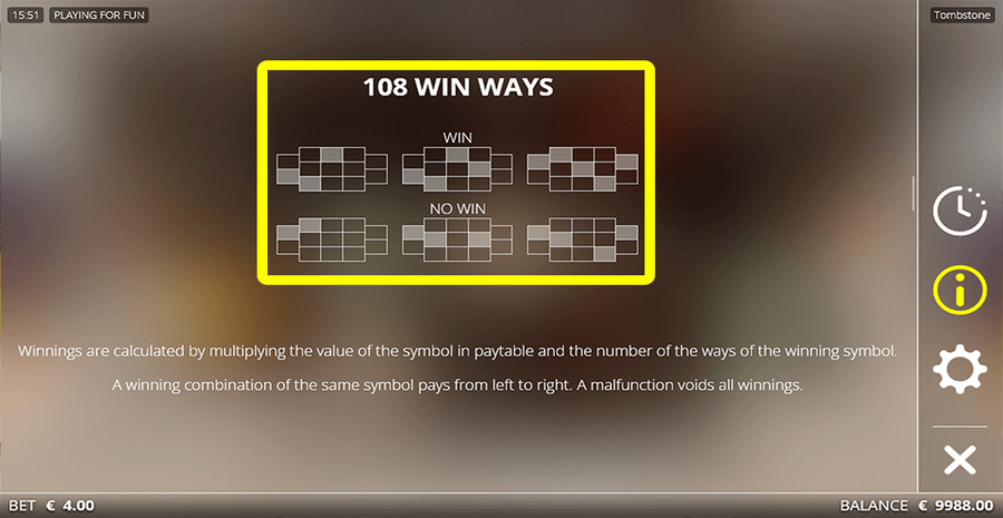 Tombstone Paylines