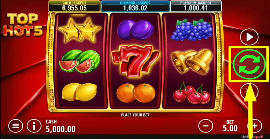 Top Hot 5 Spin Button