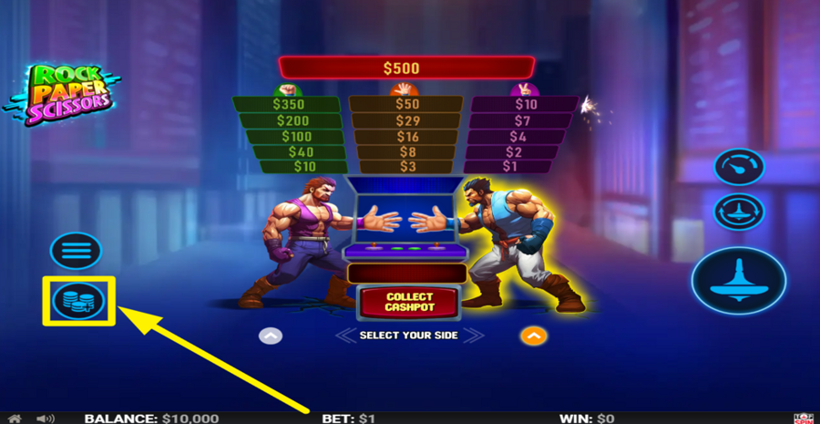 Topspin Games Rock Paper Scissors Adjust Bet