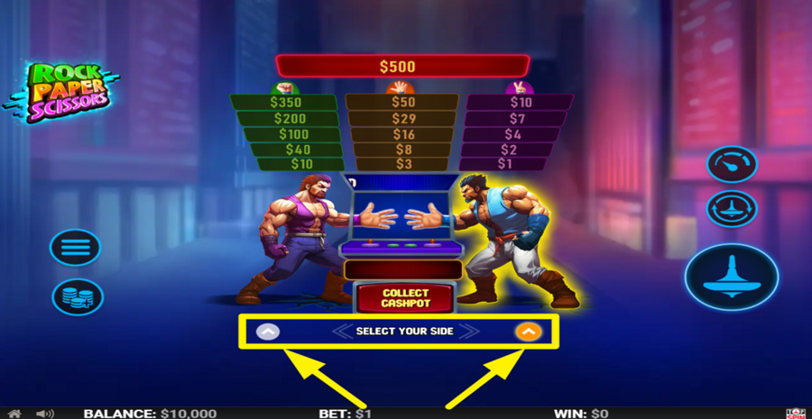 Topspin Games Rock Paper Scissors Select Side
