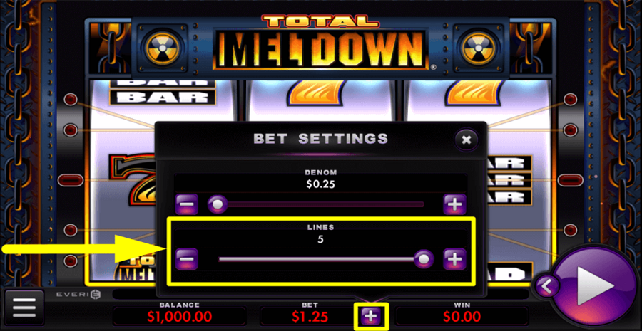Total Meltdown Adjustable Paylines