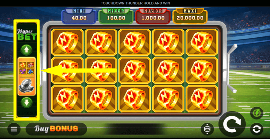 Touchdown Thunder Hold And Win Hyper Bet Feature