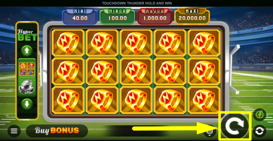 Touchdown Thunder Hold And Win Spin Button