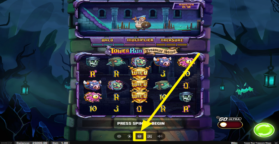 Tower Run Treasure Steps Adjust Bet