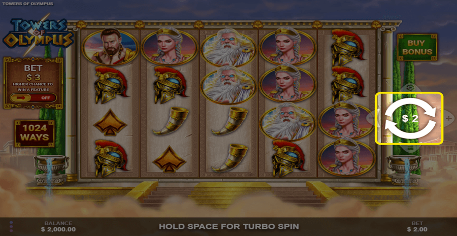 Towers Of Olympus Spin Button