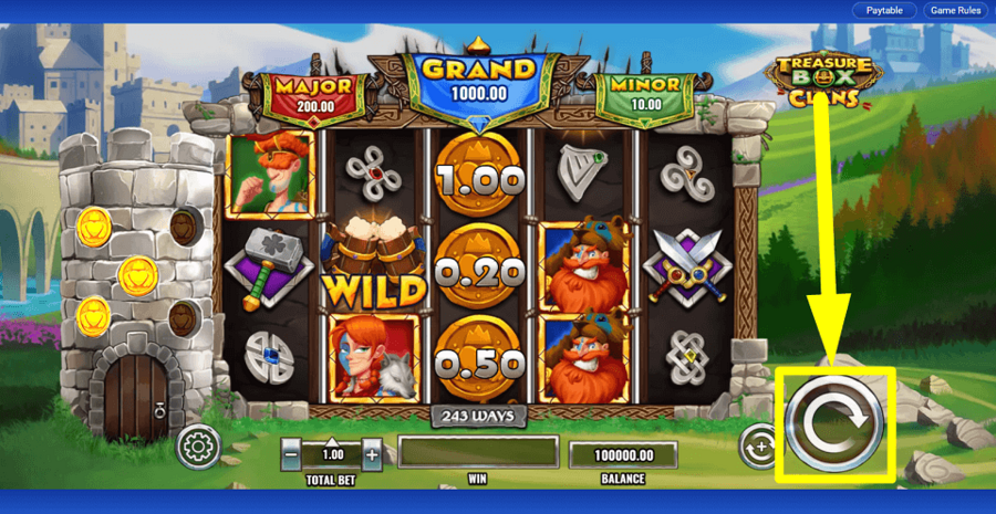 Treasure Box Clans Spin Button