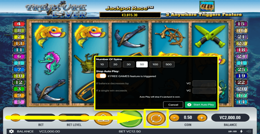 Treasure Diver Autoplay Feature