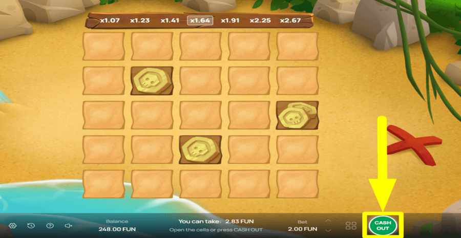 Treasure Map Cash Out Button