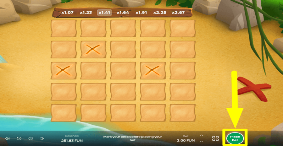 Treasure Map Place Bet Button