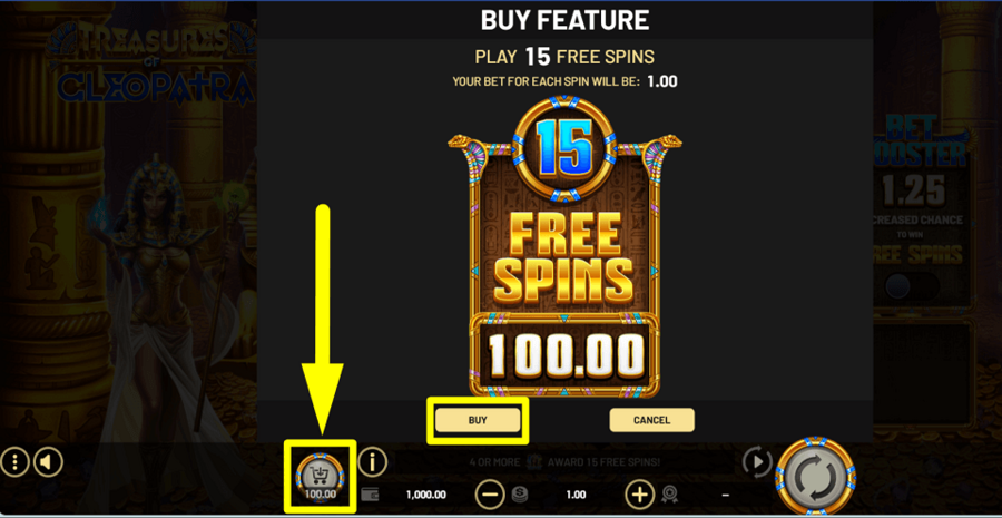 Treasures Of Cleopatra Buy Feature