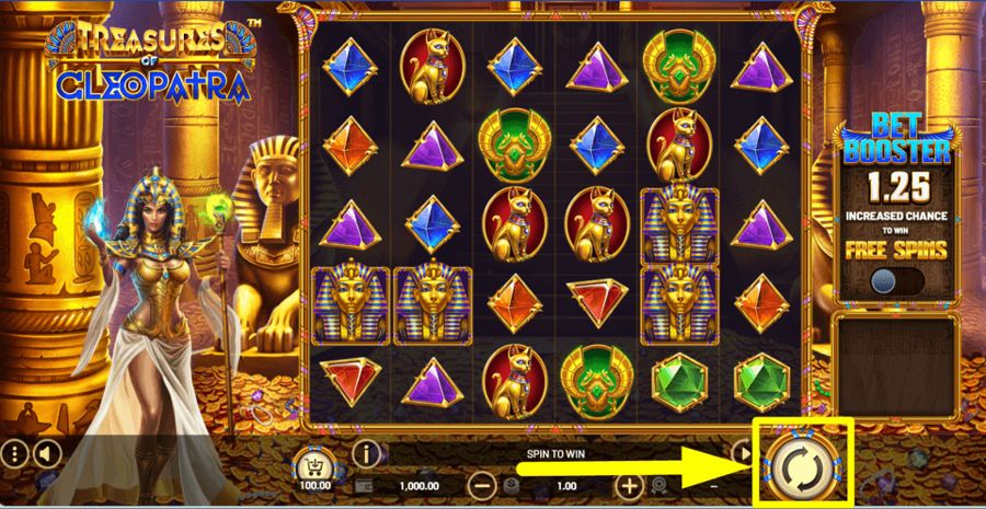 Treasures Of Cleopatra Spin Button