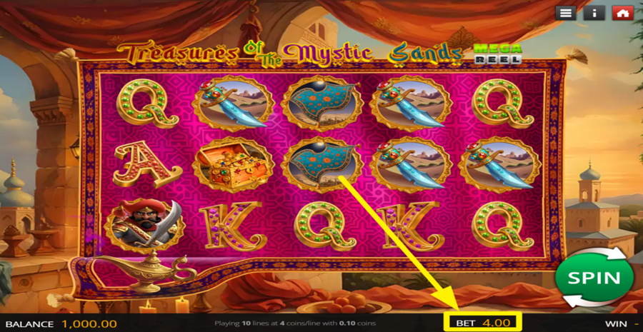 Treasures Of The Mystic Sands Adjust Bet