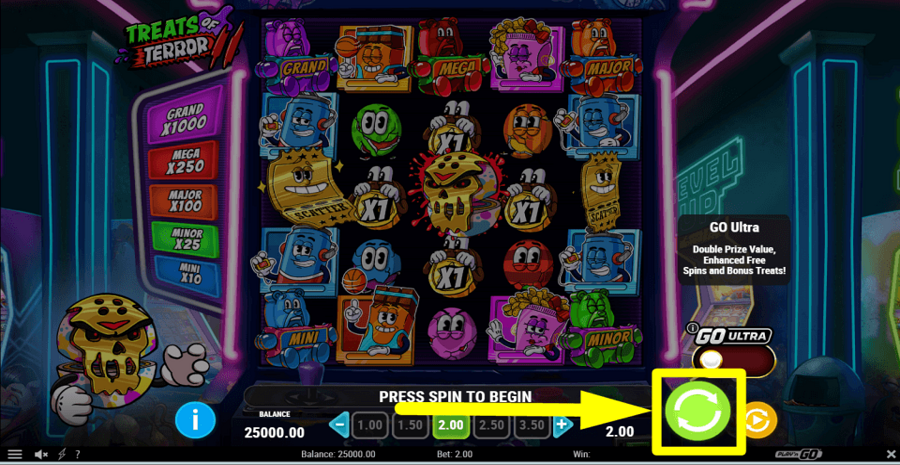 Treats Of Terror 2 Spin Button