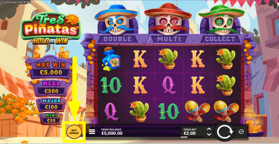 Tres Pinatas Hold And Win Buy Feature