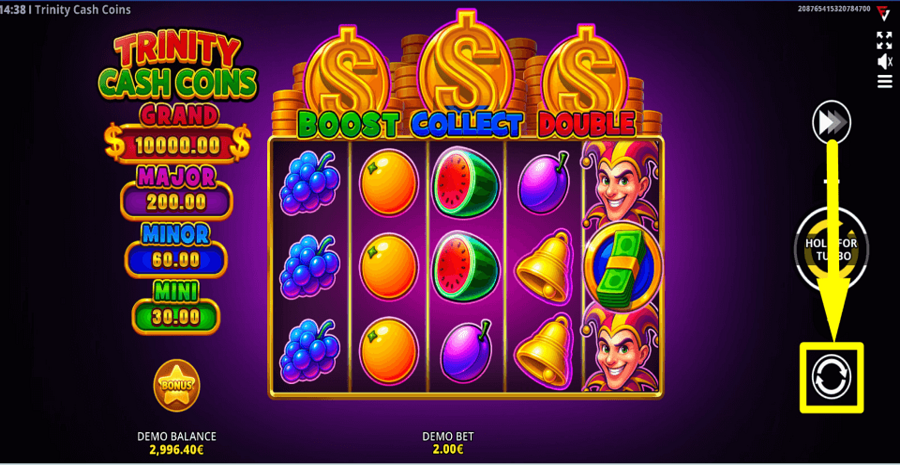 Trinity Cash Coins Running Wins Autoplay Feature