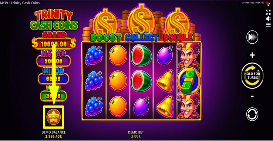 Trinity Cash Coins Running Wins Buy Feature