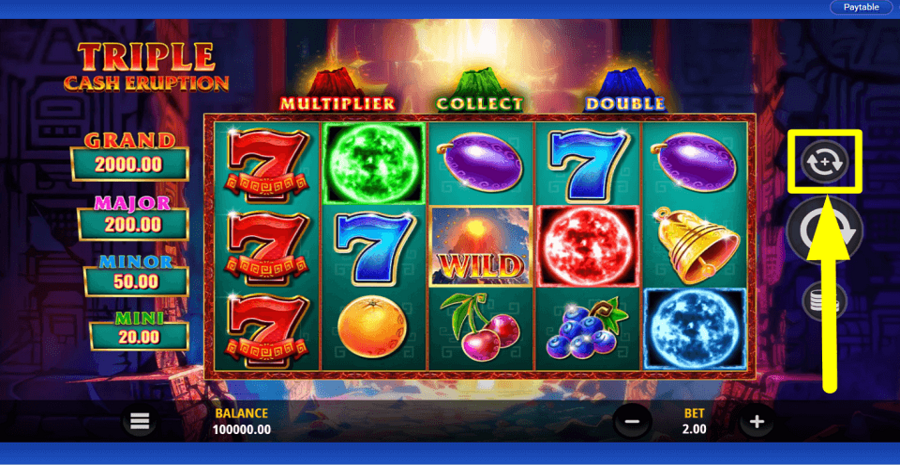 Triple Cash Eruption Autoplay Feature