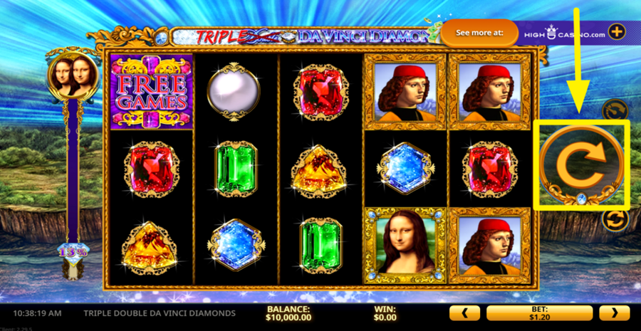 Triple Double Da Vinci Diamonds Spin Button