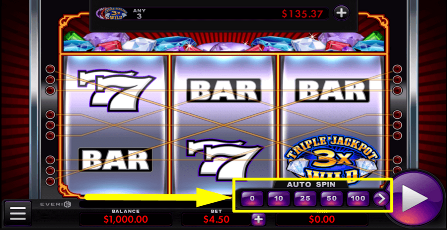 Triple Jackpot Gems Autoplay Feature