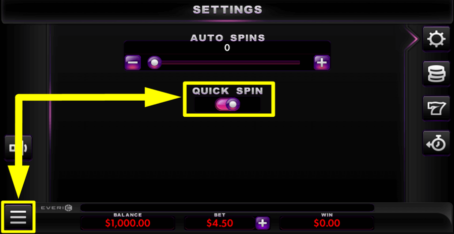 Triple Jackpot Gems Quick Spin Feature