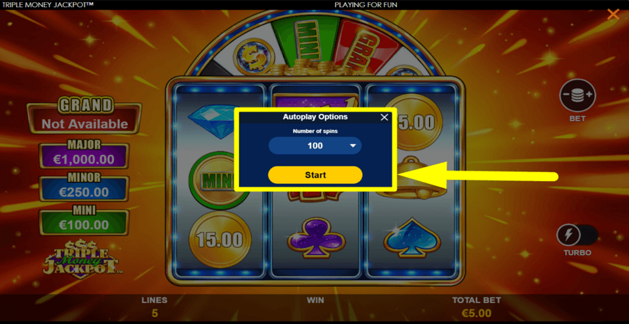 Triple Money Jackpot Autoplay Feature