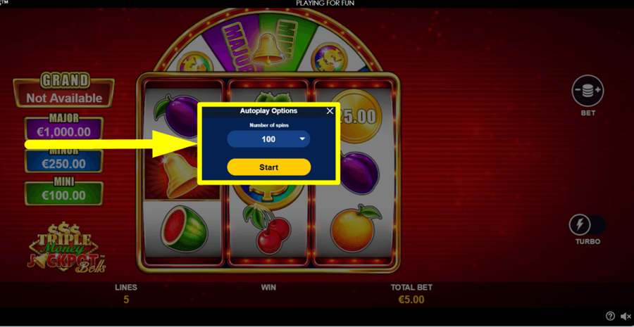Triple Money Jackpot Bells Autoplay Feature