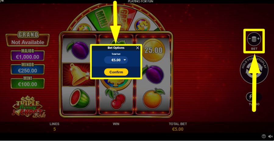 Triple Money Jackpot Bells Bet Value