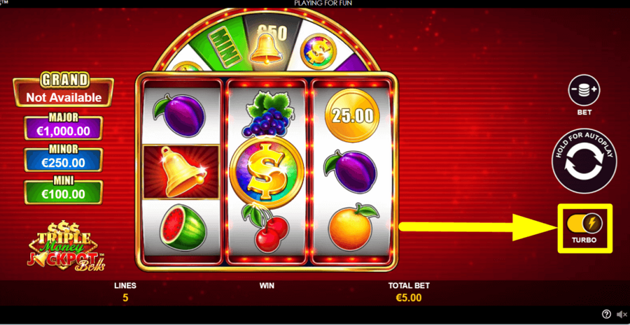 Triple Money Jackpot Bells Turbo Feature