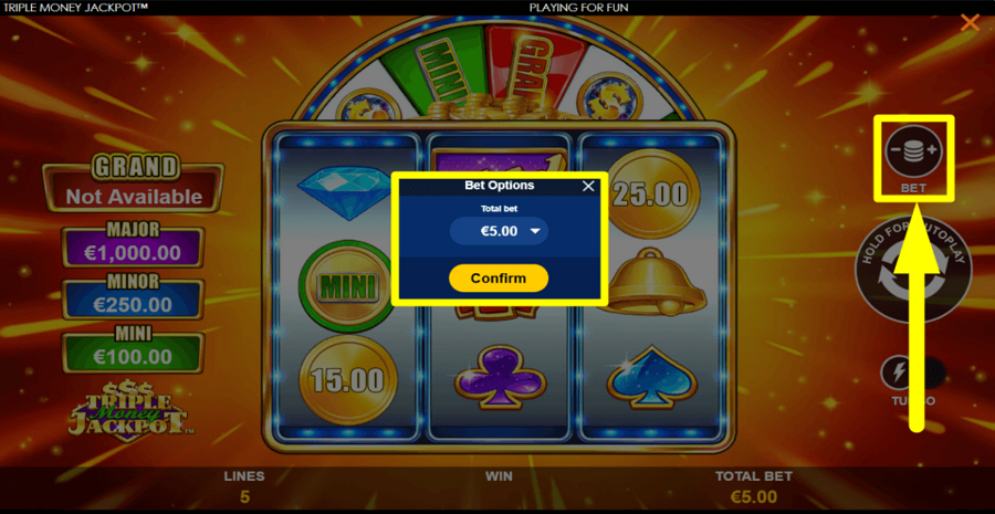 Triple Money Jackpot Bet Value