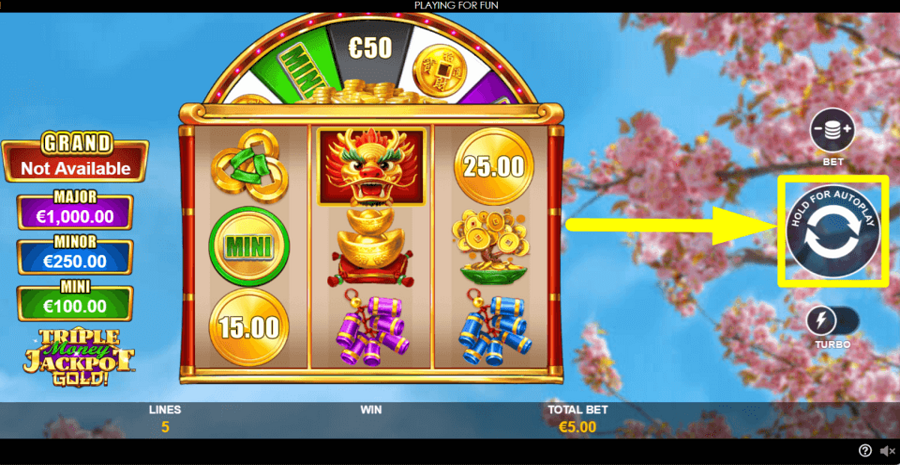 Triple Money Jackpot Gold Spin Button