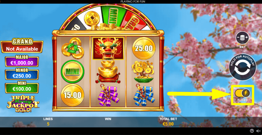 Triple Money Jackpot Gold Turbo Feature