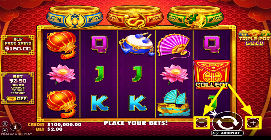 Triple Pot Gold Adjust Bet