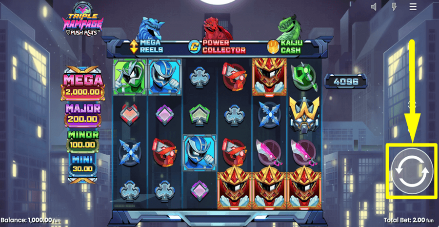 Triple Rampage Spin Button