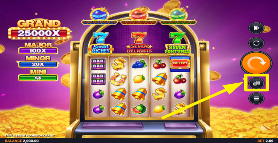 Triple Seven Flames Of Craze Adjust Bet