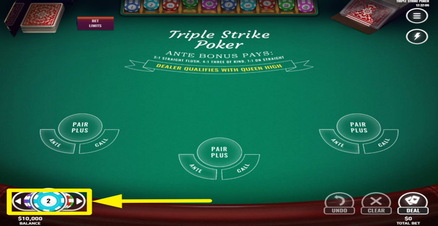 Triple Strike Poker Choose Bet