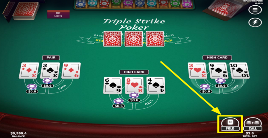 Triple Strike Poker Fold