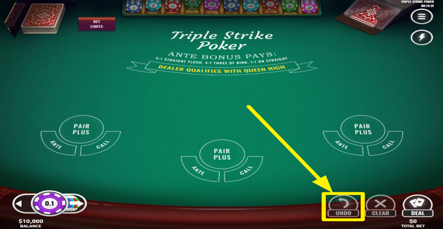 Triple Strike Poker Undo
