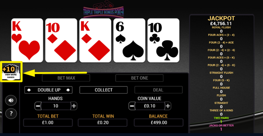 Triple Triple Bonus Poker View More Hands