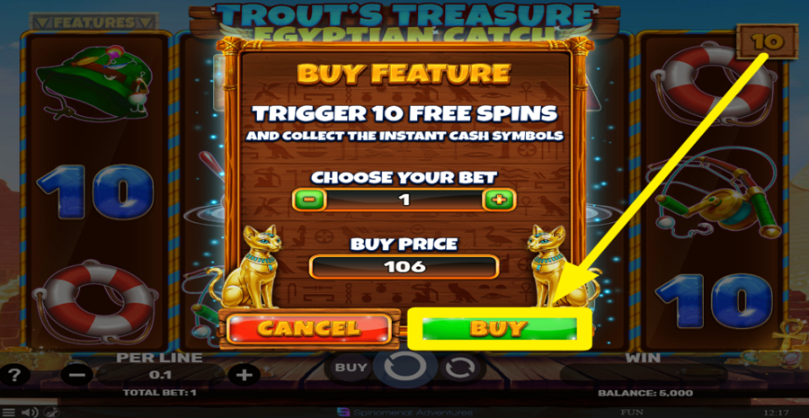 Trouts Treasure Egyptian Catch Buy Bonus