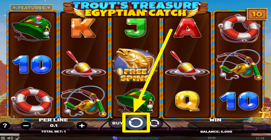Trouts Treasure Egyptian Catch Spin Button
