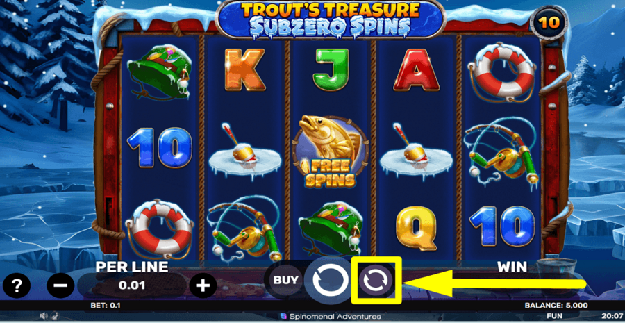 Trouts Treasure Subzero Spins Autoplay Feature