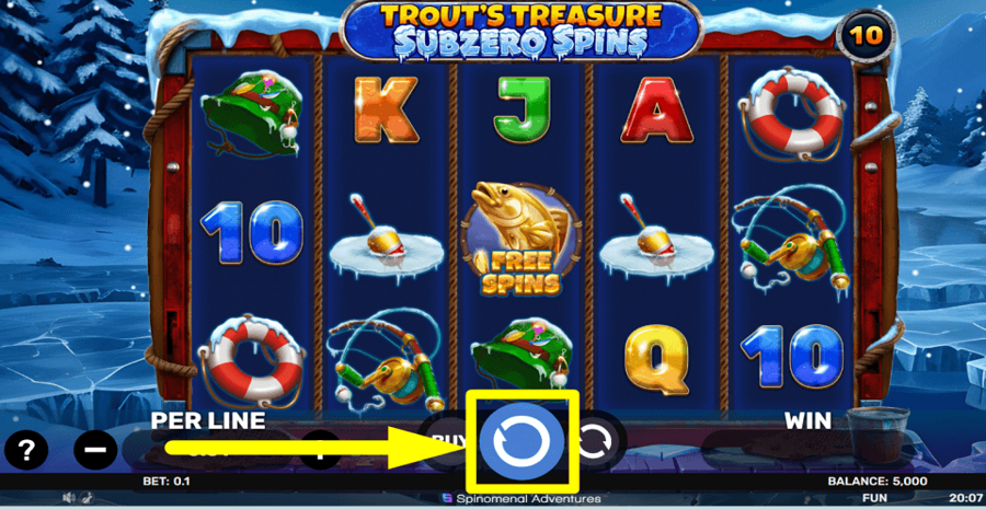 Trouts Treasure Subzero Spins Spin Button