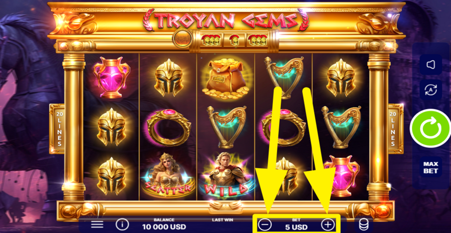 Troyan Gems Adjust Bet