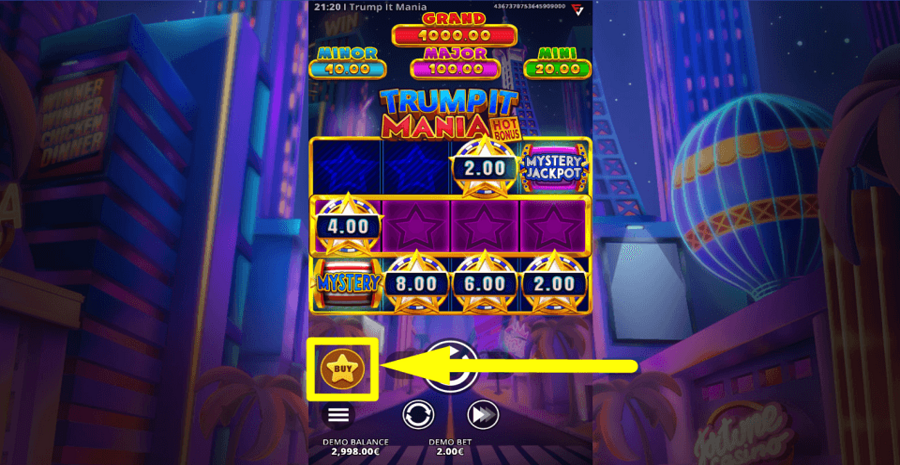 Trump It Mania Hot Bonus Buy Feature