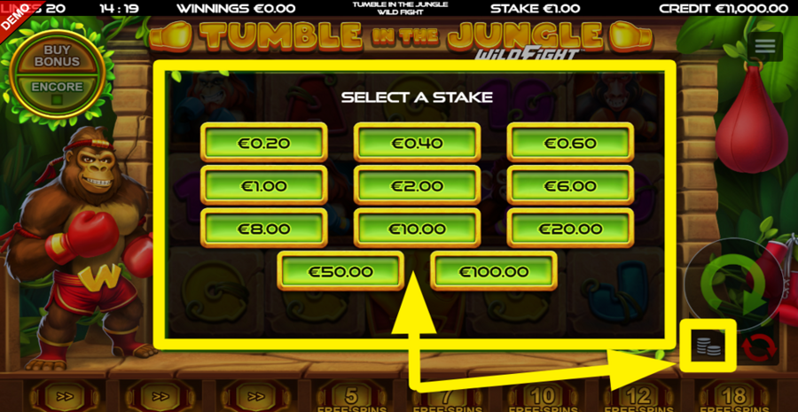 Tumble In The Jungle Wild Fight Adjust Bet