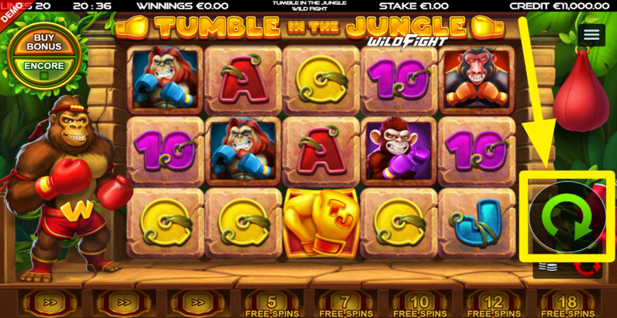 Tumble In The Jungle Wild Fight Spin Button